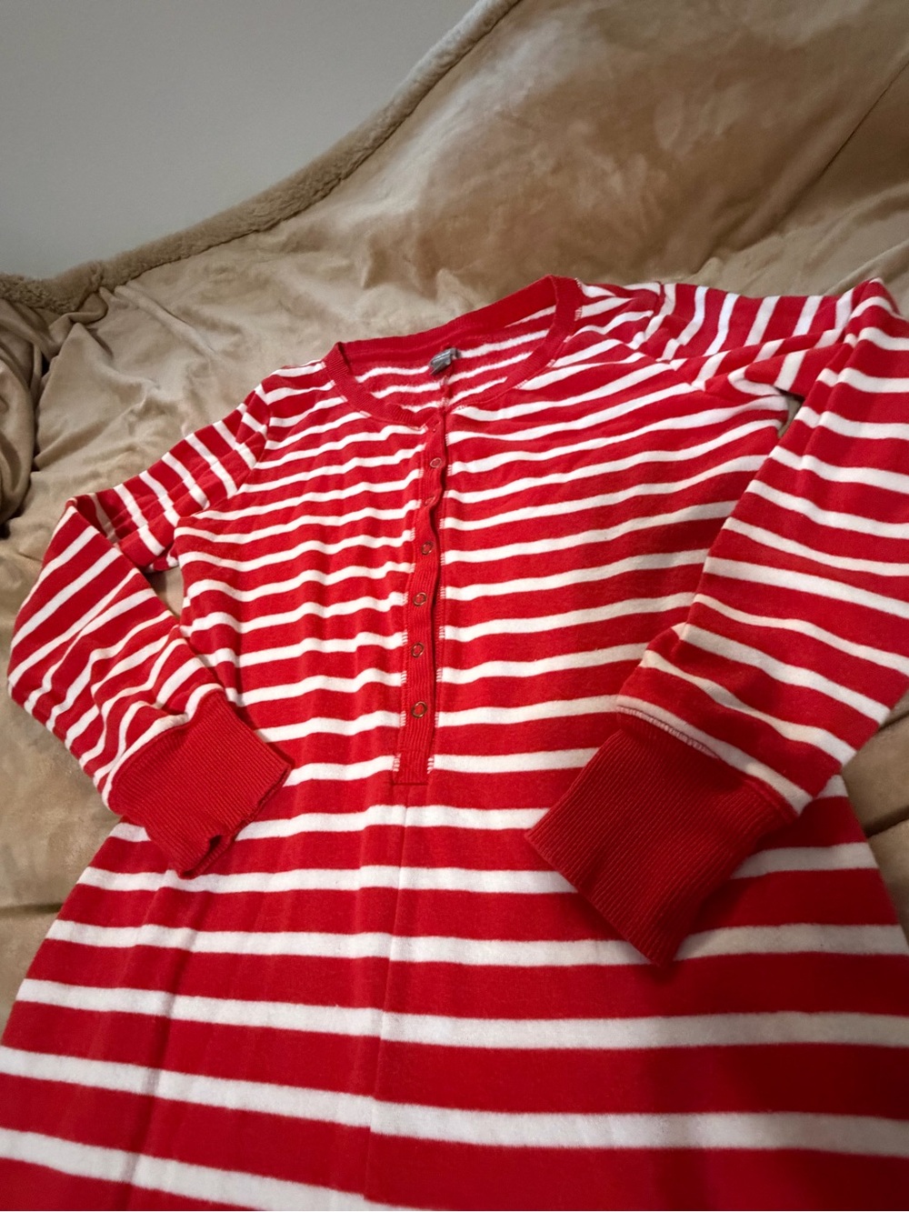American Eagle Aerie Outfitters Red & White Striped Thermal Onesie Romper Medium - Picture 3 of 7